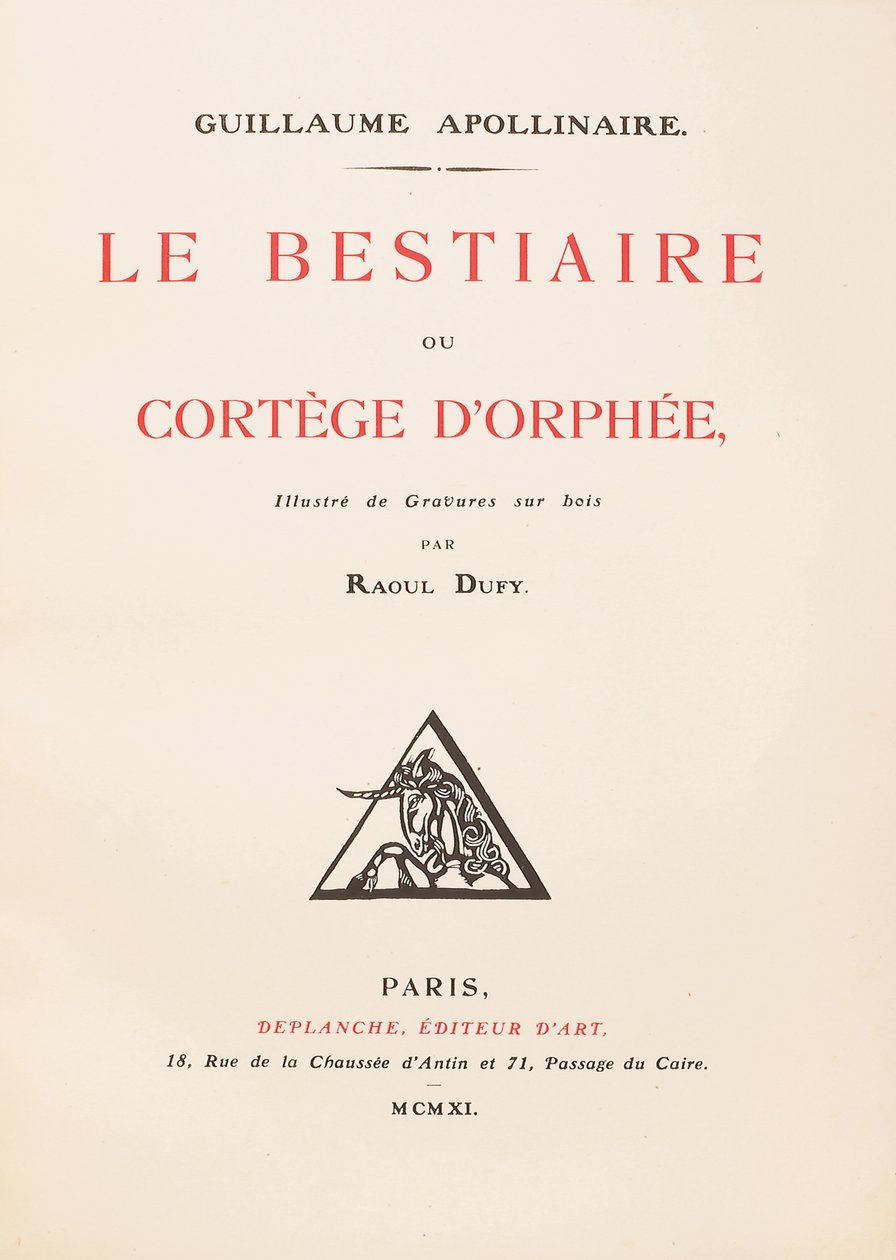 Frontispício de "Le Bestiaire ou Cortège d