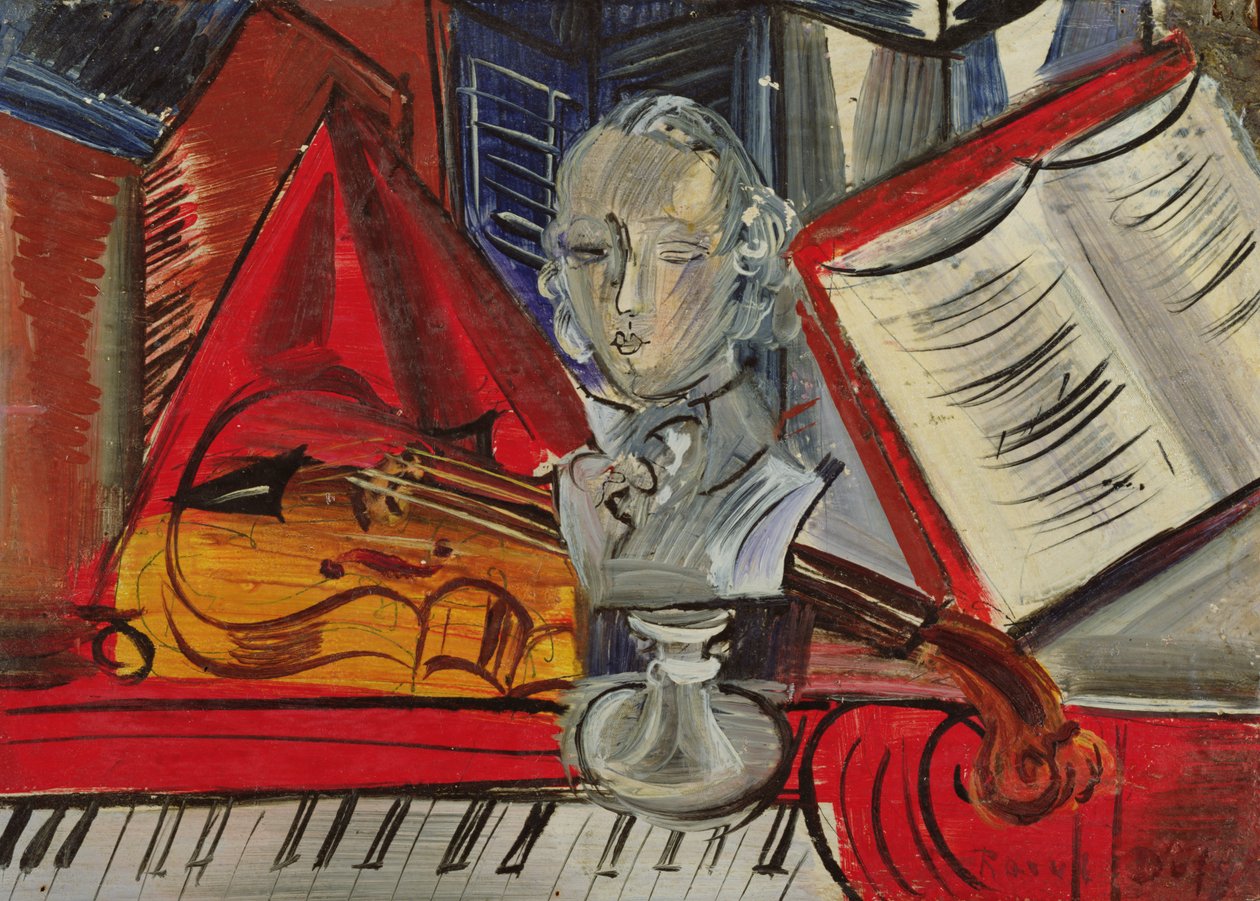 Homenagem a Mozart, c.1945 (óleo sobre tela) de Raoul Dufy