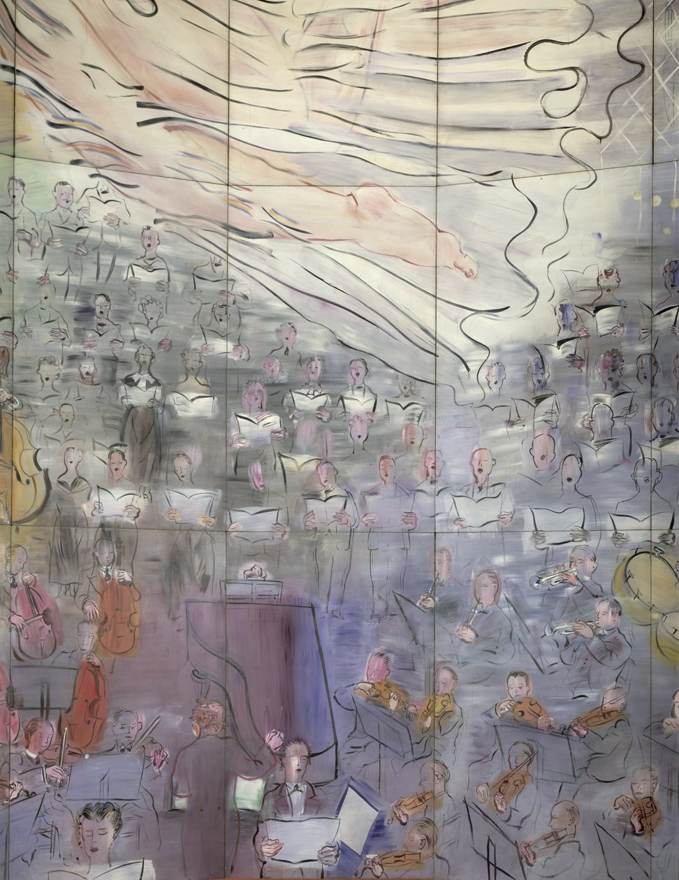 La Fee Electricite, pormenor do lado esquerdo representando cantores de Raoul Dufy