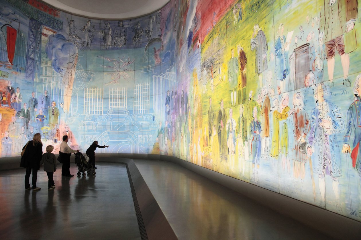 La Fee Electricite, na sala Dufy do Musee d Art Moderne de la Ville de Paris, Avenue du President Wilson, Paris 75016. Arquitetura de Jean-Claude Dondel, Andre Aubert, Paul Viard e Marcel Dastugue de Raoul Dufy