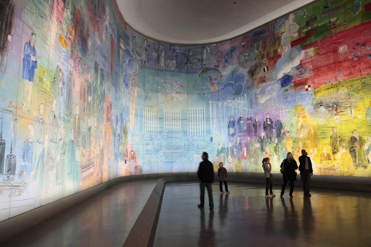 La Fee Electricite, na sala Dufy do Musee d Art Moderne de la Ville de Paris, Avenue du President Wilson, Paris 75016. Arquitetura de Jean-Claude Dondel, Andre Aubert, Paul Viard e Marcel Dastugue de Raoul Dufy
