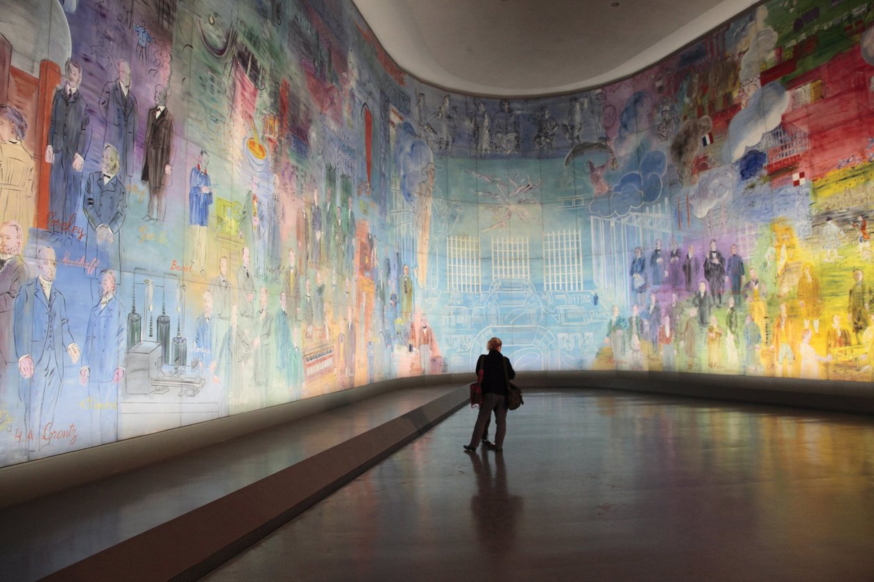 La Fee Electricite, na sala Dufy do Musee d Art Moderne de la Ville de Paris, Avenue du President Wilson, Paris 75016. Arquitetura de Jean-Claude Dondel, Andre Aubert, Paul Viard e Marcel Dastugue de Raoul Dufy