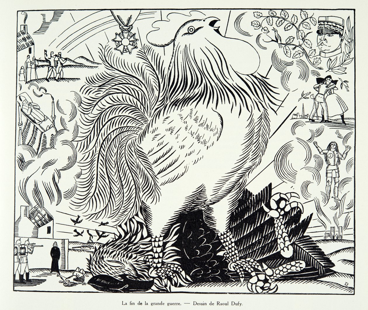 O fim da Grande Guerra, de Histoire de la Troisieme Republique, Vol. I, História Política, pub.1933 (litografia) de Raoul Dufy