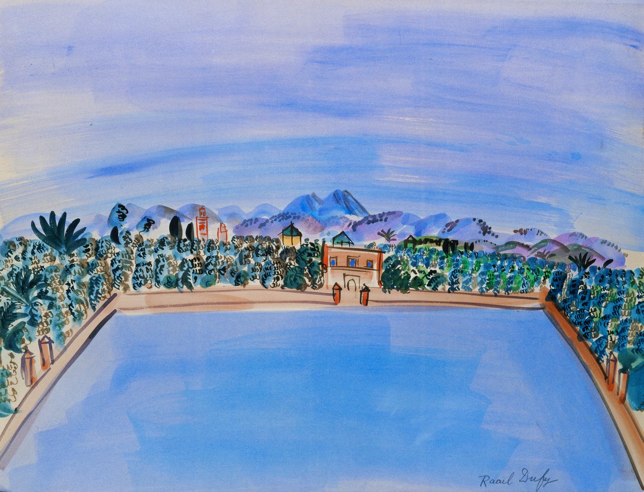 Le Bassin, Jardins de Menara, Marraquexe de Raoul Dufy