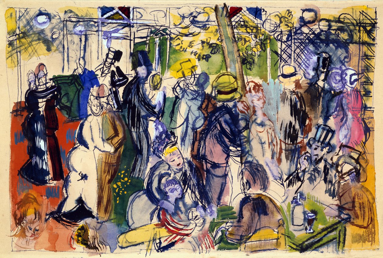 Le Moulin de la Galette (aguarela, caneta e tinta) de Raoul Dufy