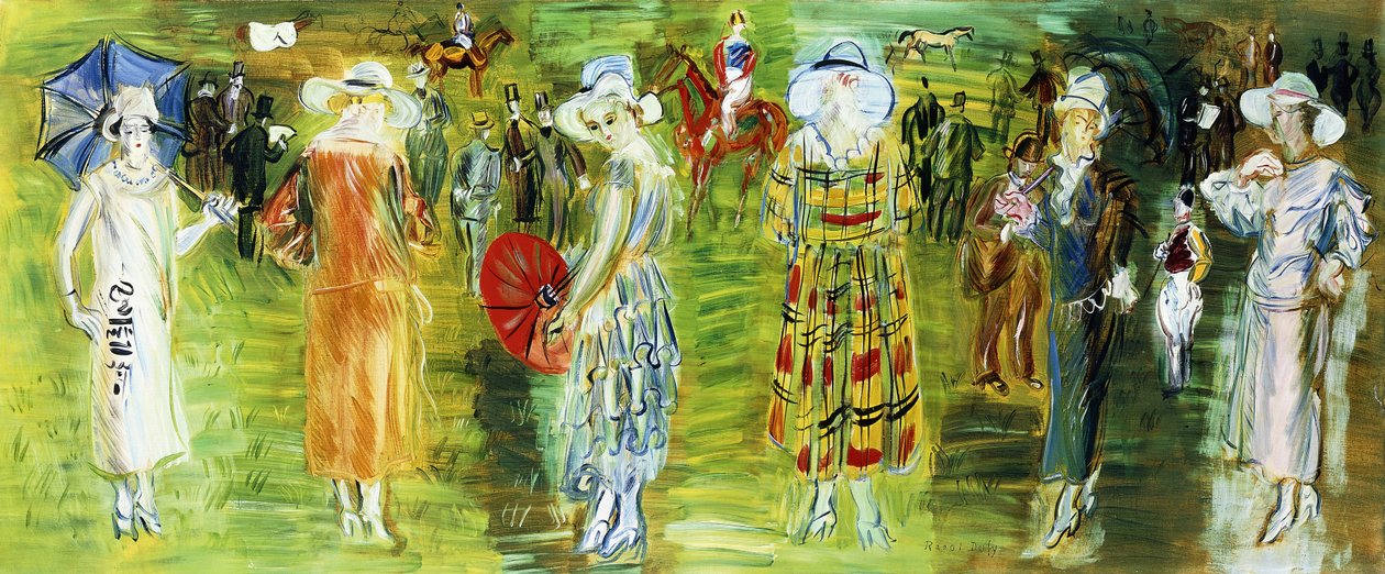 Manequins de Poiret nas corridas de cavalos em 1923 de Raoul Dufy