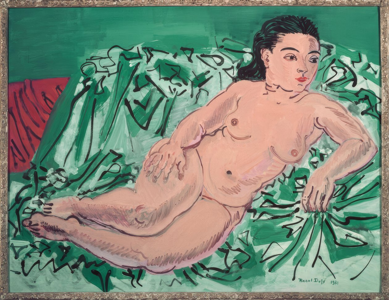 Nu num sofá azul (Modelo Nu Rosetti) de Raoul Dufy