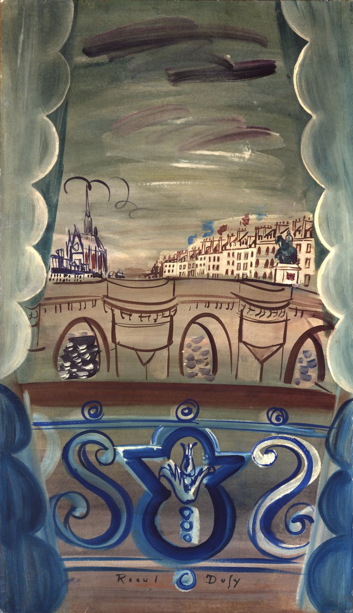 Janela aberta com vista para a Pont Neuf de Raoul Dufy