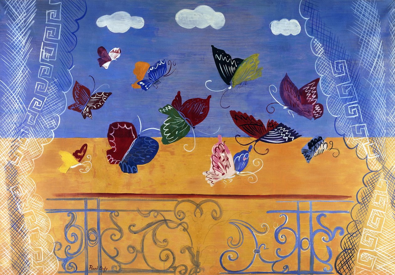 Janela aberta com borboletas de Raoul Dufy