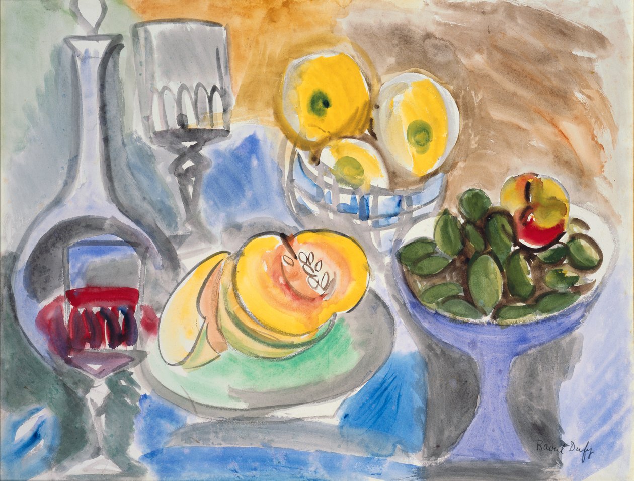 Natureza morta, c.1923 (aguarela sobre papel) de Raoul Dufy