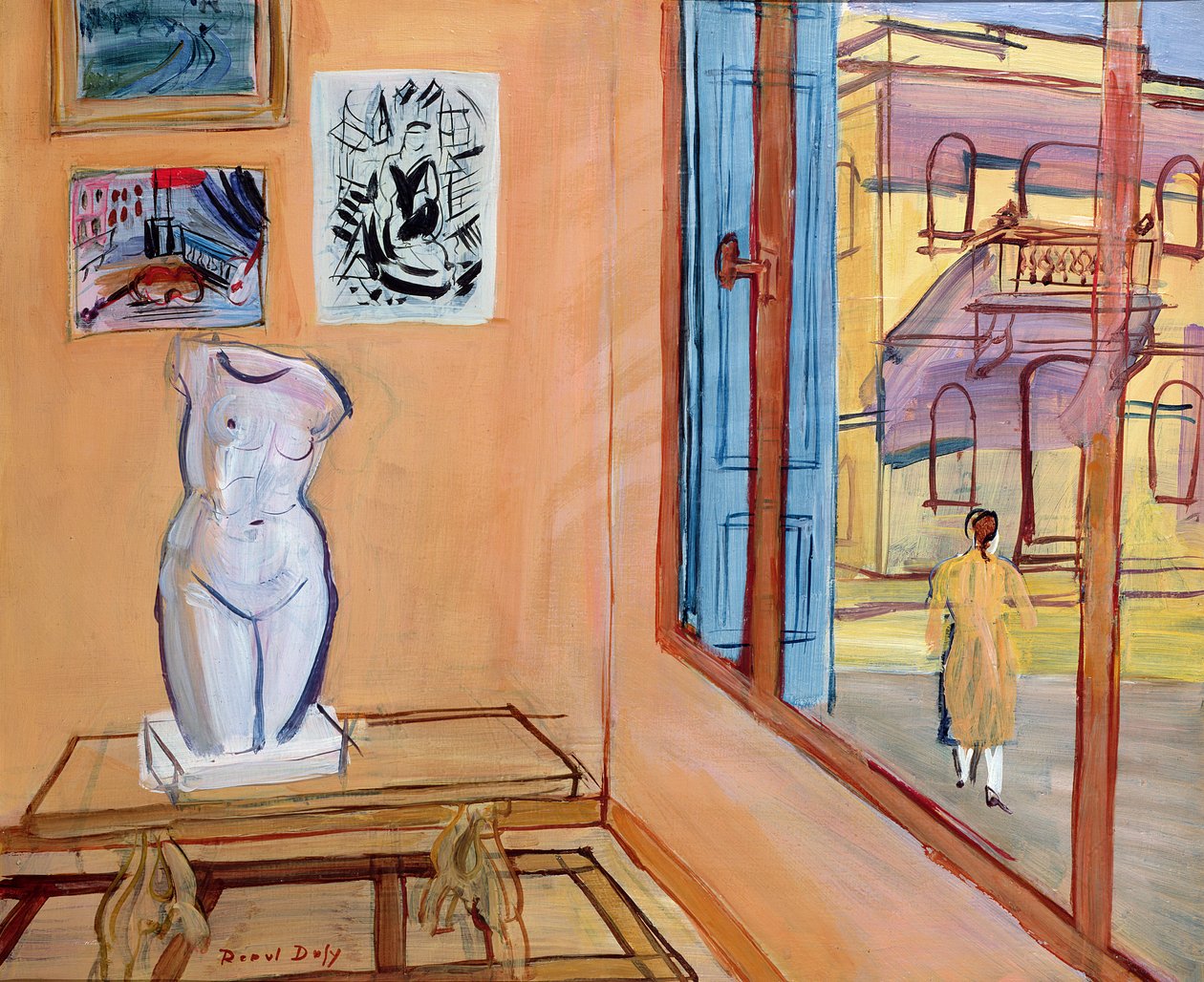 Estúdio com um torso, c.1946 (óleo sobre painel) de Raoul Dufy