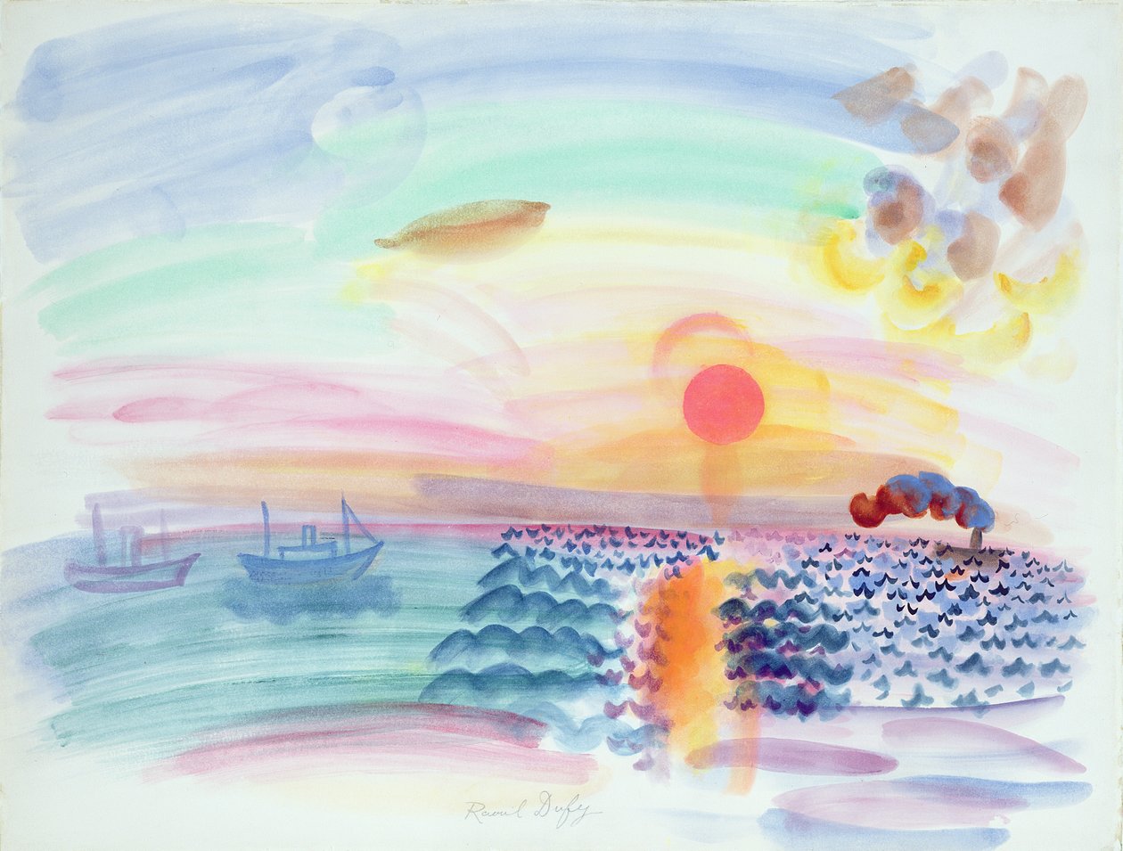 Pôr do sol (aguarela sobre papel) de Raoul Dufy
