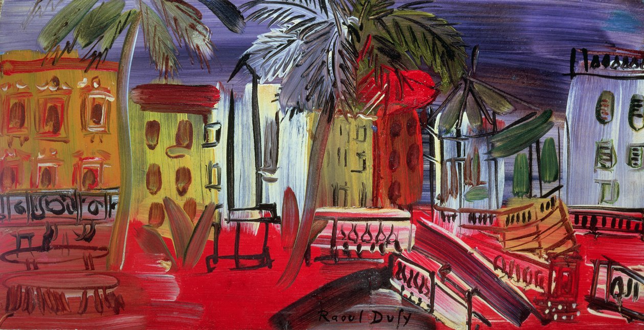 O coreto da praça, Hyeres, c.1938 (painel) de Raoul Dufy