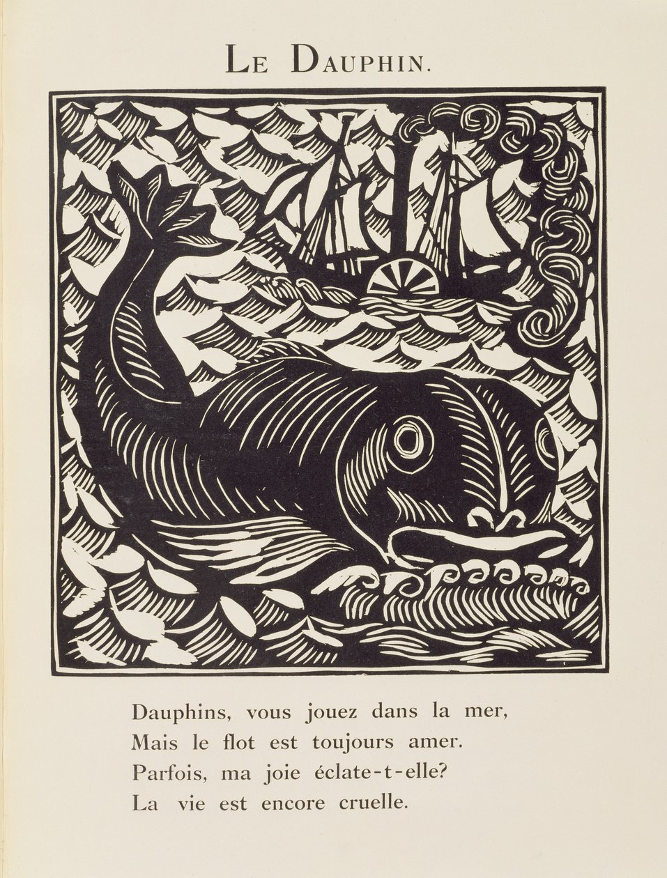 O Golfinho, ilustração de "O Bestiário" ou "A Procissão de Orfeu de Raoul Dufy