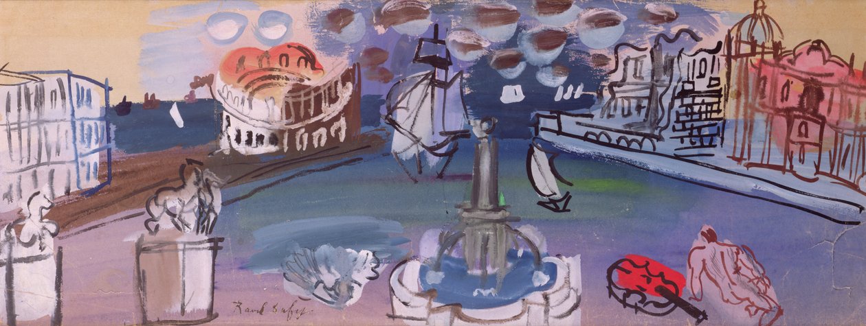 A fonte da praça (guache) de Raoul Dufy
