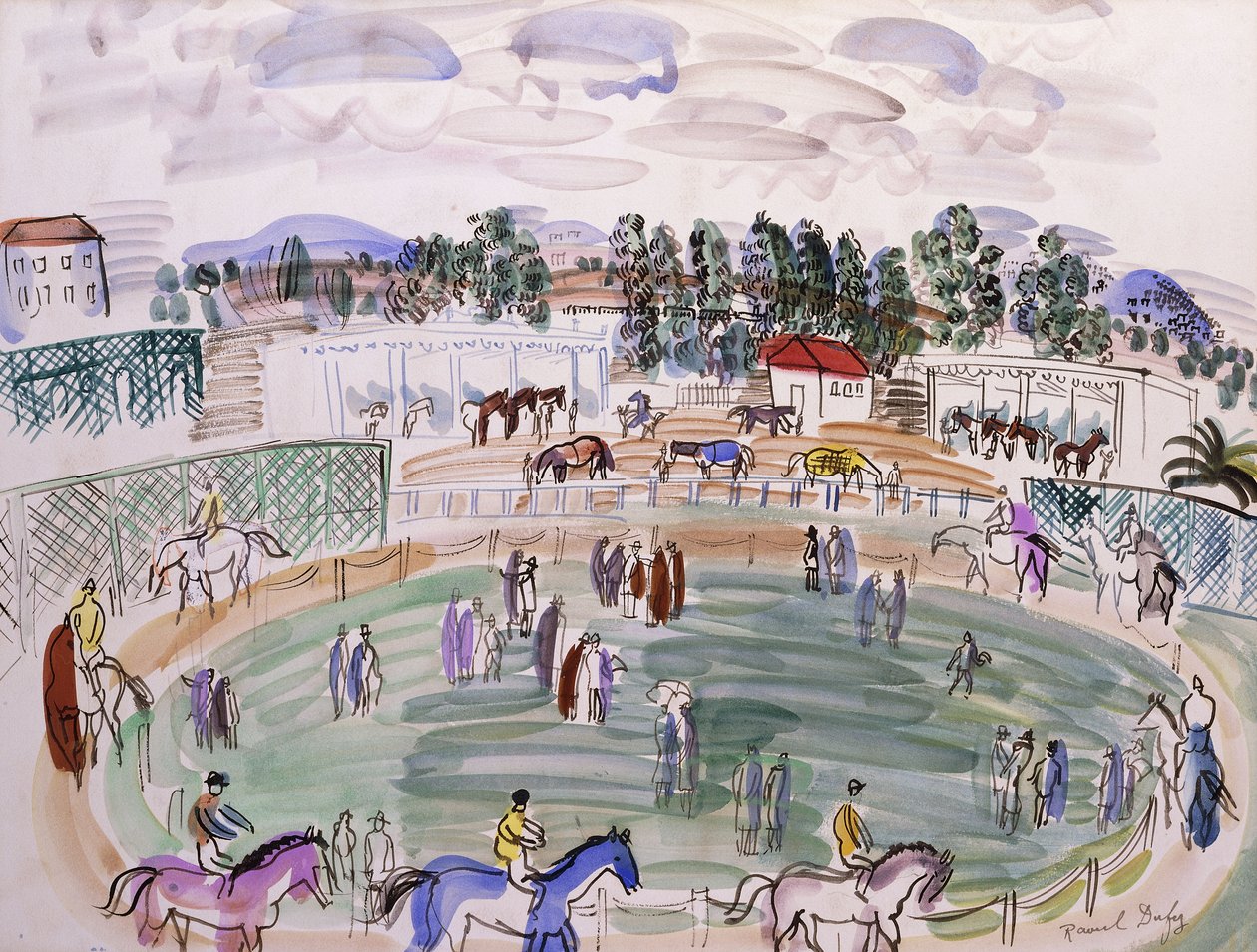 The Paddock, Cagnes sur Mer; Le Paddock, Cagnes sur Mer, c.1927 (aguarela sobre papel) de Raoul Dufy