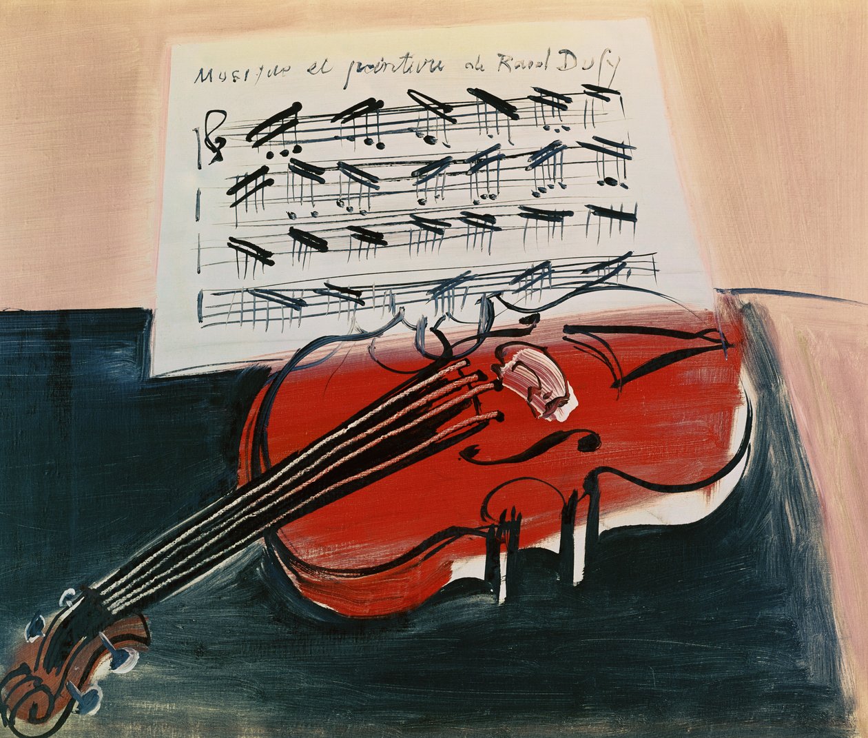 O Violino Vermelho, c.1948 (óleo sobre tela) de Raoul Dufy