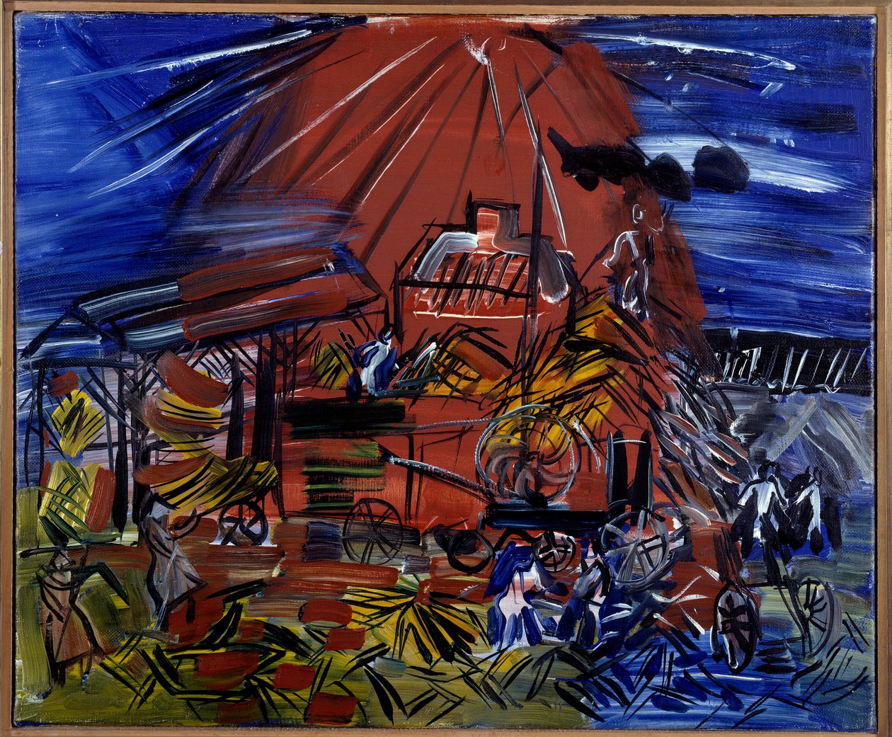 O Depiquage Vermelho e Azul, século XX (óleo sobre tela) de Raoul Dufy