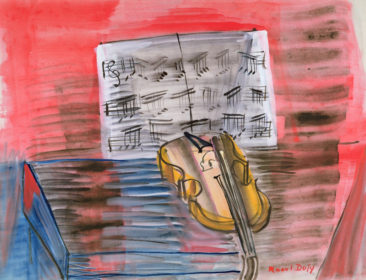 O violino amarelo (guache e lápis sobre papel) de Raoul Dufy