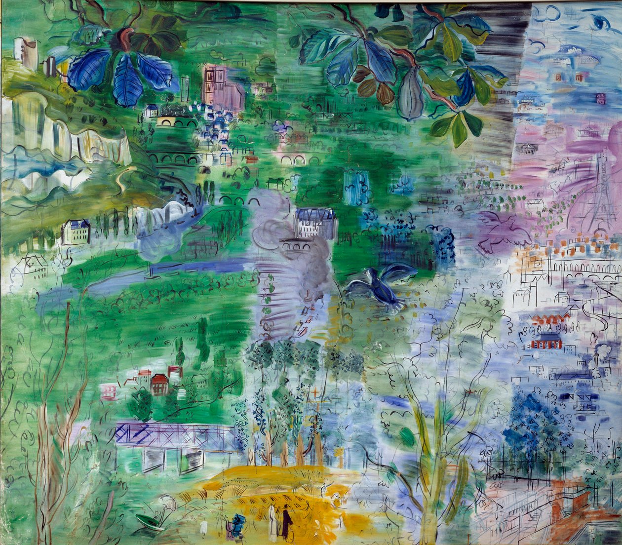 O curso do Sena de Paris tem o estuário (parte direita) de Raoul Dufy