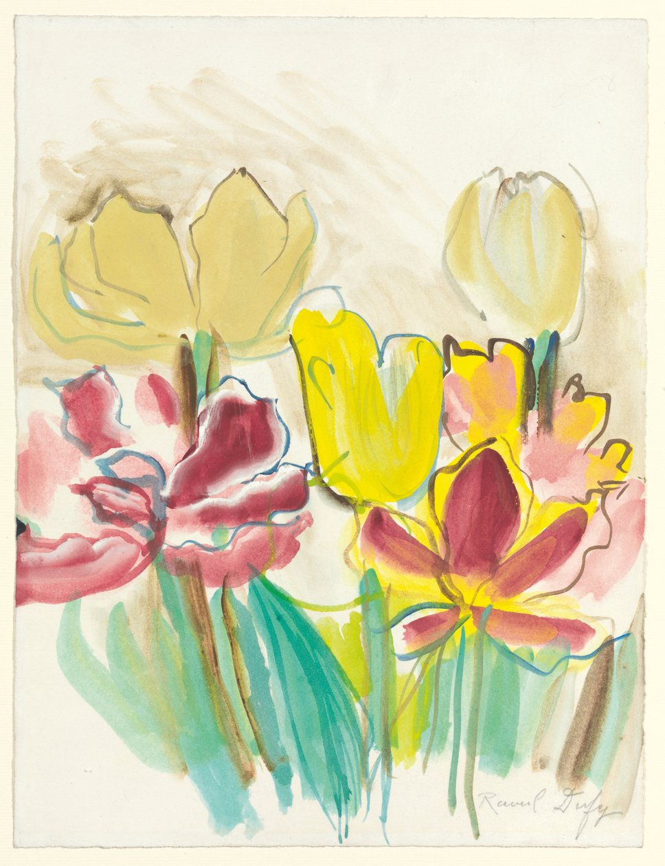 Tulipas para o Herbário de Colette, c.1948 (guache e aguarela sobre papel) de Raoul Dufy