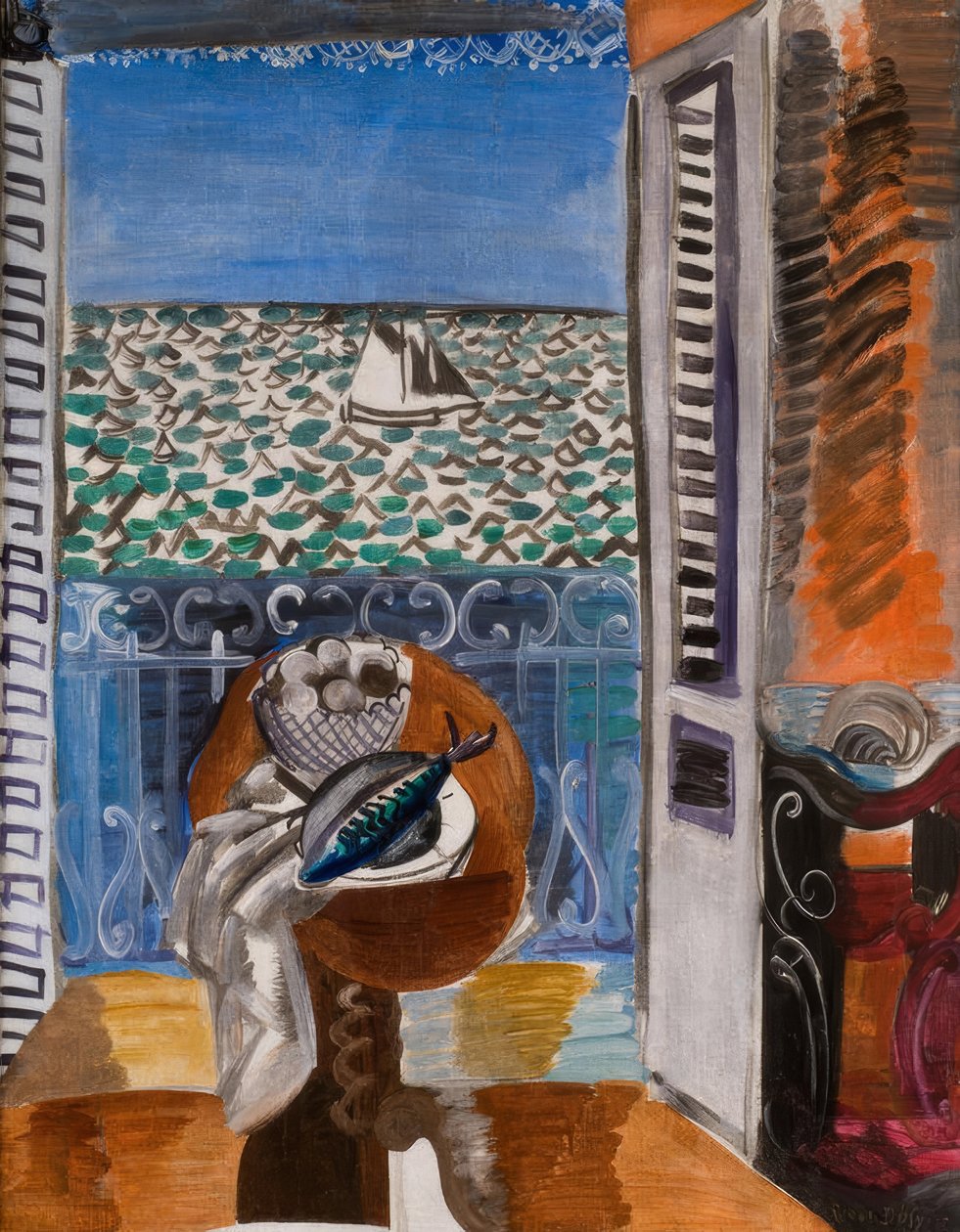 Vista através de uma janela, agradável de Raoul Dufy