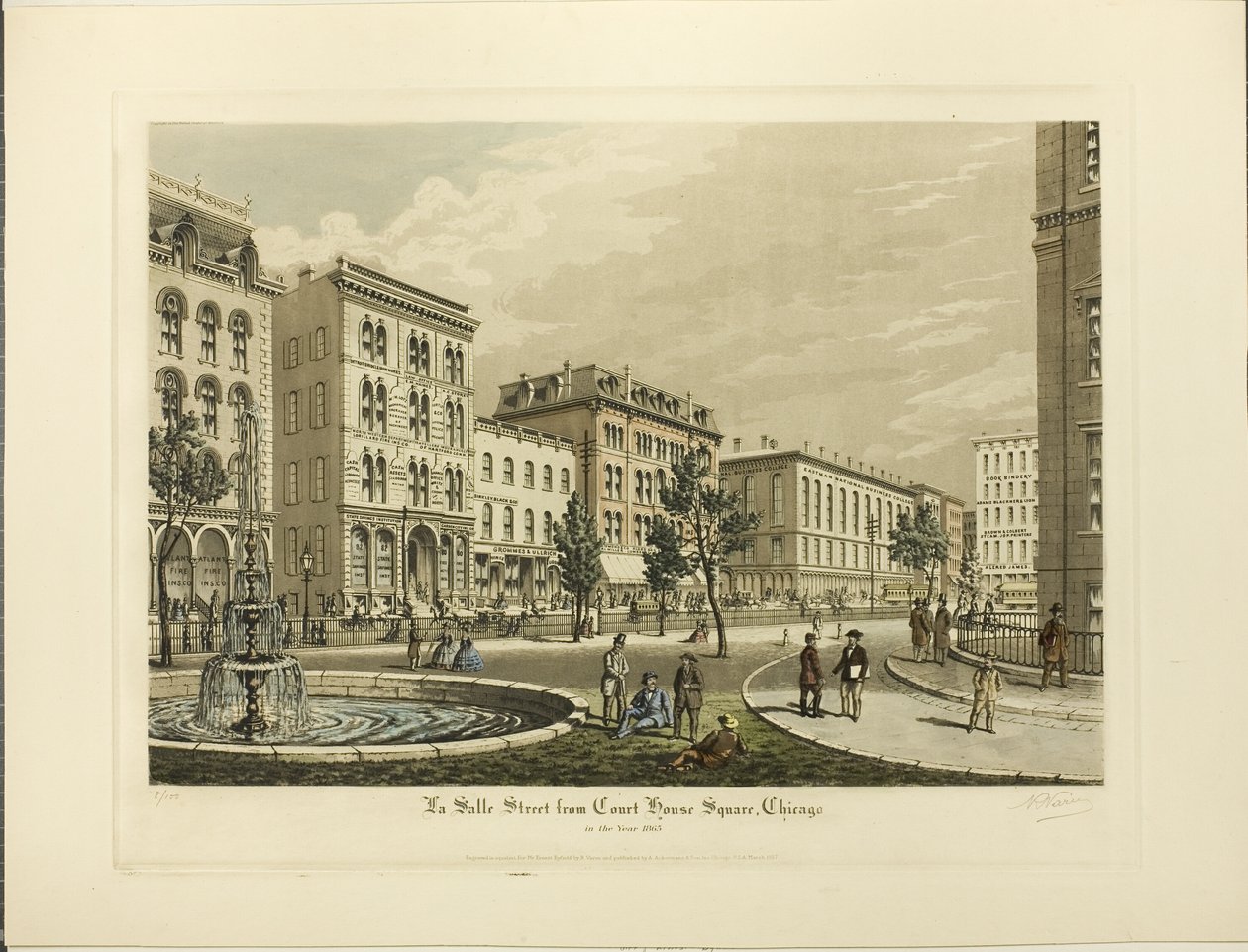 La Salle Street da Court House Square, Chicago, no ano de 1865 de Raoul Varin
