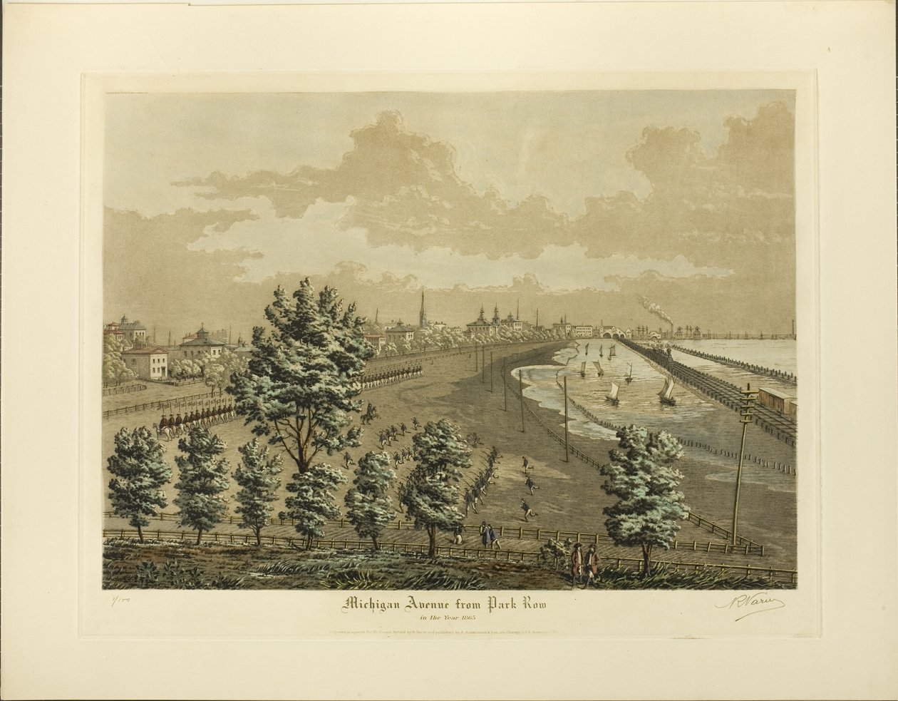 Michigan Avenue de Park Row no ano de 1865 de Raoul Varin