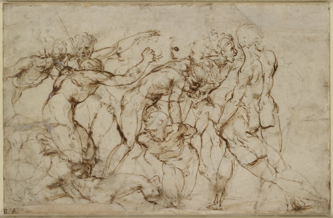 Uma batalha de guerreiros nus com cativos, WA1846.179 de Raffaello Sanzio Raphael
