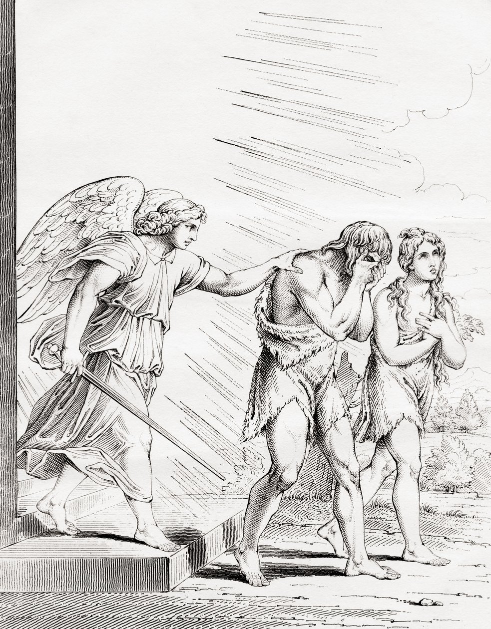 Adão e Eva expulsos do paraíso, século XIX de Raffaello Sanzio Raphael