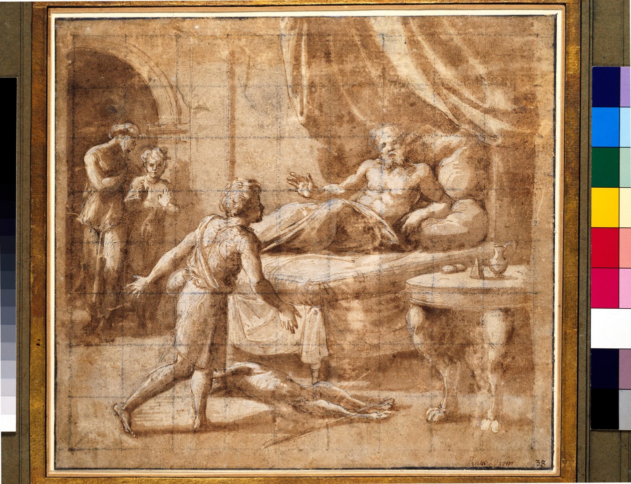 Esaú reivindicando Isaacs Blessing (caneta e tinta com guache sobre papel) de Raffaello Sanzio Raphael