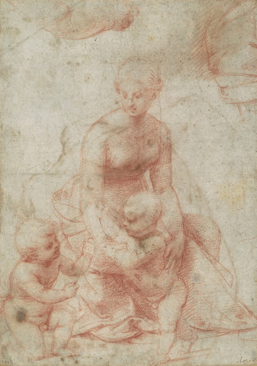 Madonna e criança com o infante São João Batista, c.1506-7 de Raffaello Sanzio Raphael