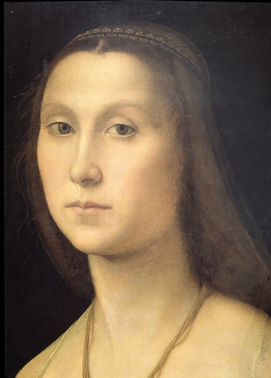 Retrato de uma mulher (La Muta), 1507 (detalhe) (ver 21465, 205589) de Raffaello Sanzio Raphael