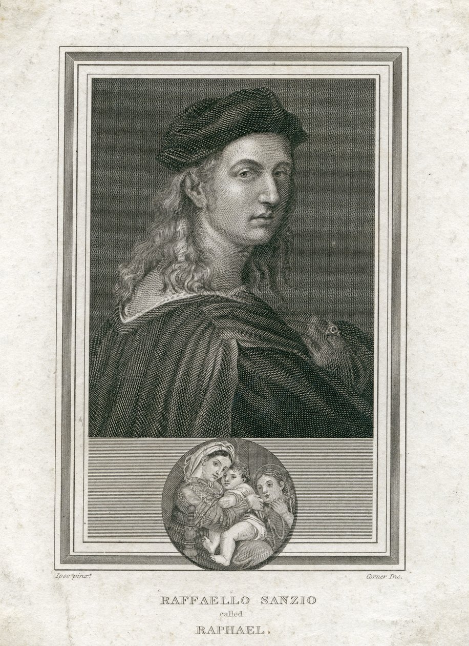 Raffaello Sanzio, chamado Raphael, gravado por Corner de Raffaello Sanzio Raphael