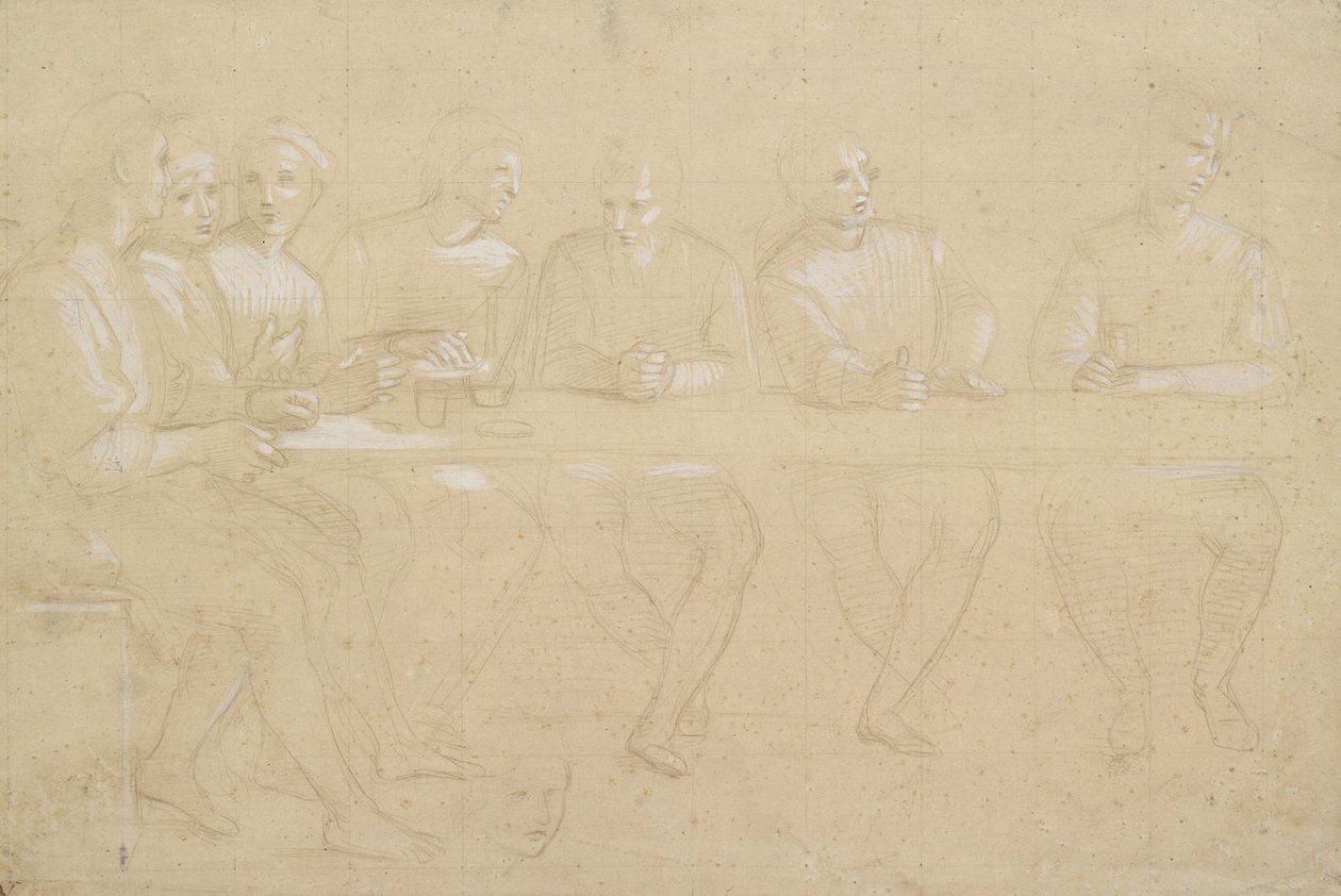 Recto: Estudo parcial para uma composição da última ceia. Verso: uma cabeça feminina, WA1846.151 de Raffaello Sanzio Raphael