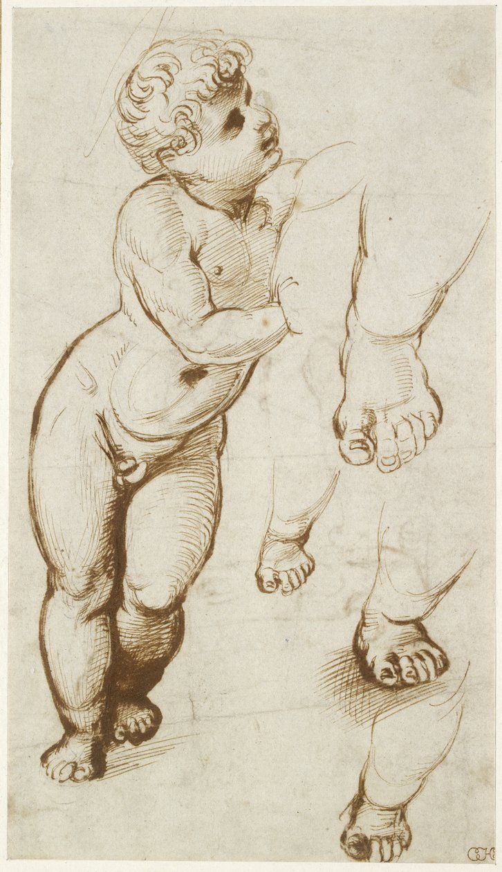 Recto: O Infante Cristo e outros Estudos, WA1855.91 de Raffaello Sanzio Raphael