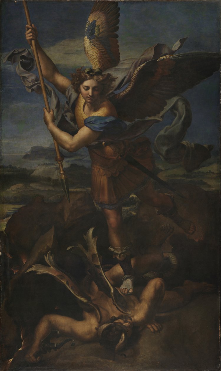 São Miguel vencendo Satanás de Raffaello Sanzio Raphael
