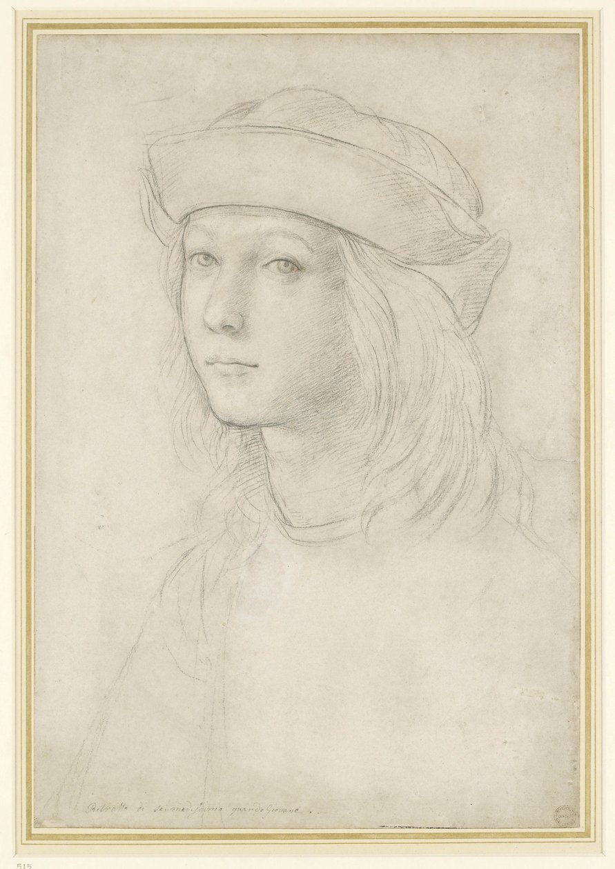 Auto-retrato (giz aumentado com branco sobre papel) de Raffaello Sanzio Raphael