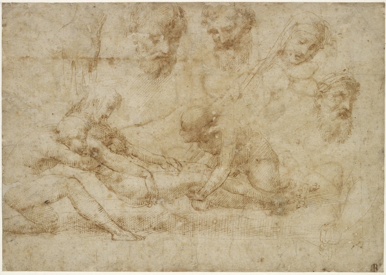 Estudos para uma deposição, WA1846.172 de Raffaello Sanzio Raphael