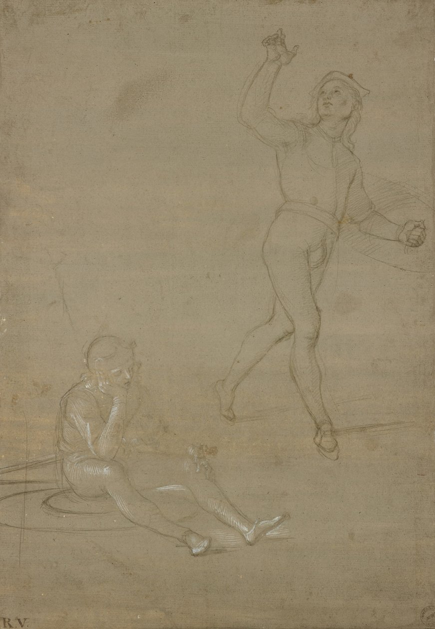 Estudos para dois soldados, um dormindo, o outro em pé, WA1846.149 de Raffaello Sanzio Raphael