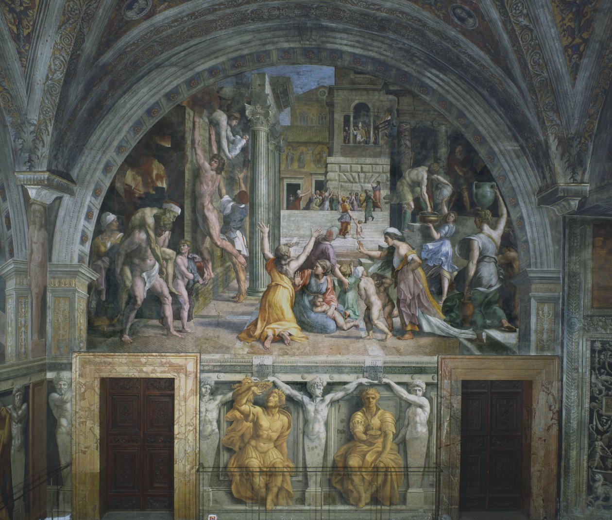 O fogo no Borgo, Sala do Fogo Borgo, 1514 de Raffaello Sanzio Raphael