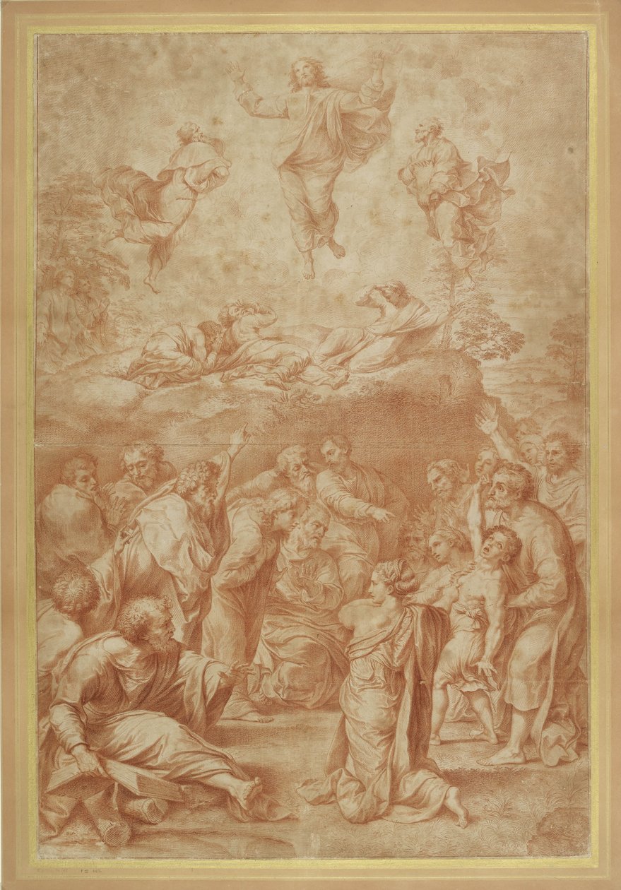 A Transfiguração de Cristo (giz vermelho sobre papel) de Raffaello Sanzio Raphael