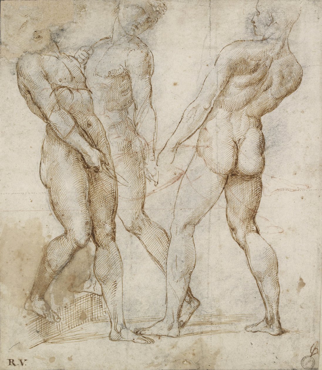 Três portadores nus de Raffaello Sanzio Raphael