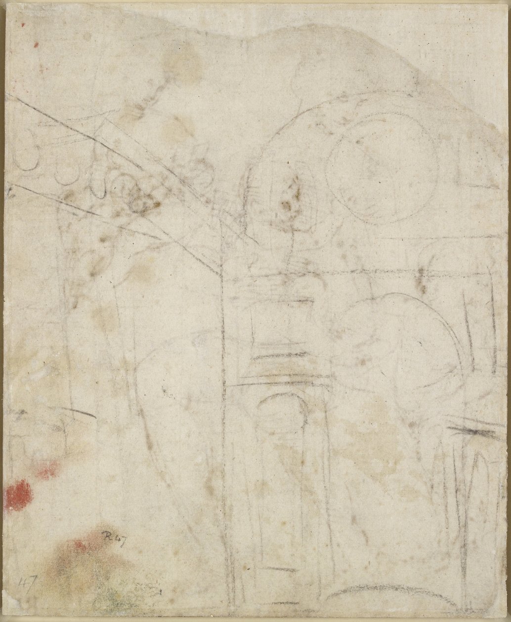 Verso: Detalhe arquitetônico de um nicho, WA1846.159 de Raffaello Sanzio Raphael
