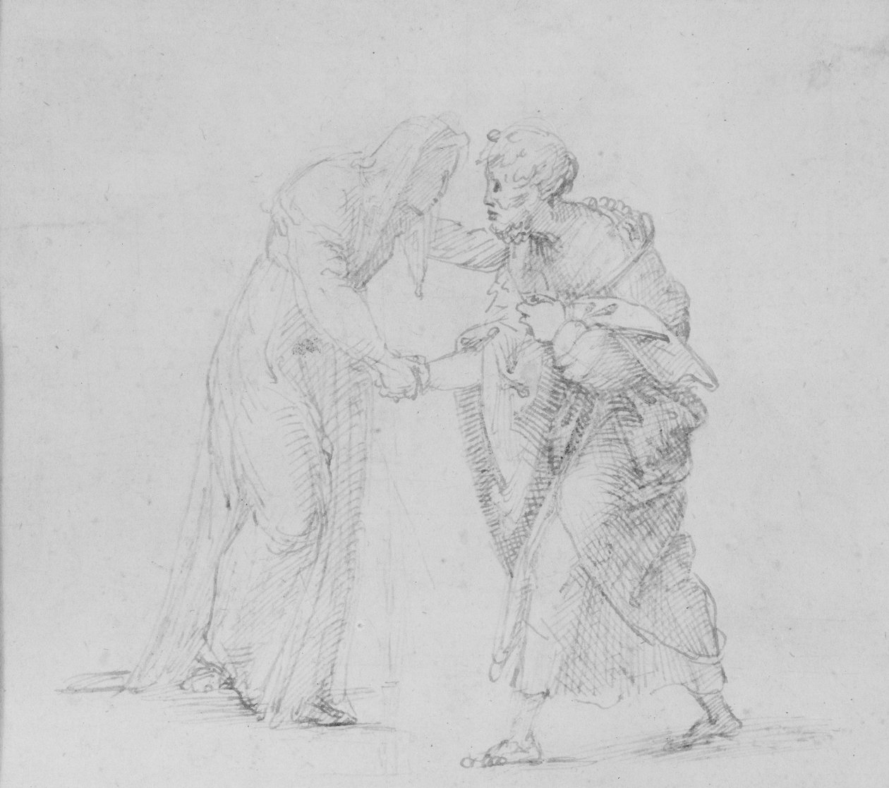 Verso: Composição de duas figuras representando o Encontro de Joachim e Anna, WA1846.204 de Raffaello Sanzio Raphael