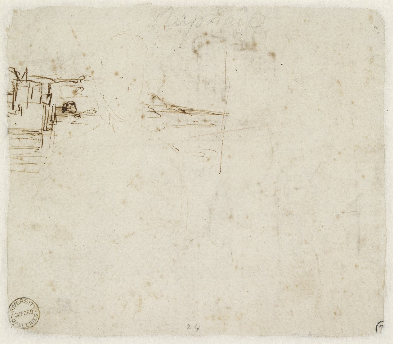 Verso: Esboço Paisagístico com um breve Estudo da Virgem Maria virada para a esquerda, WA1846.152b de Raffaello Sanzio Raphael