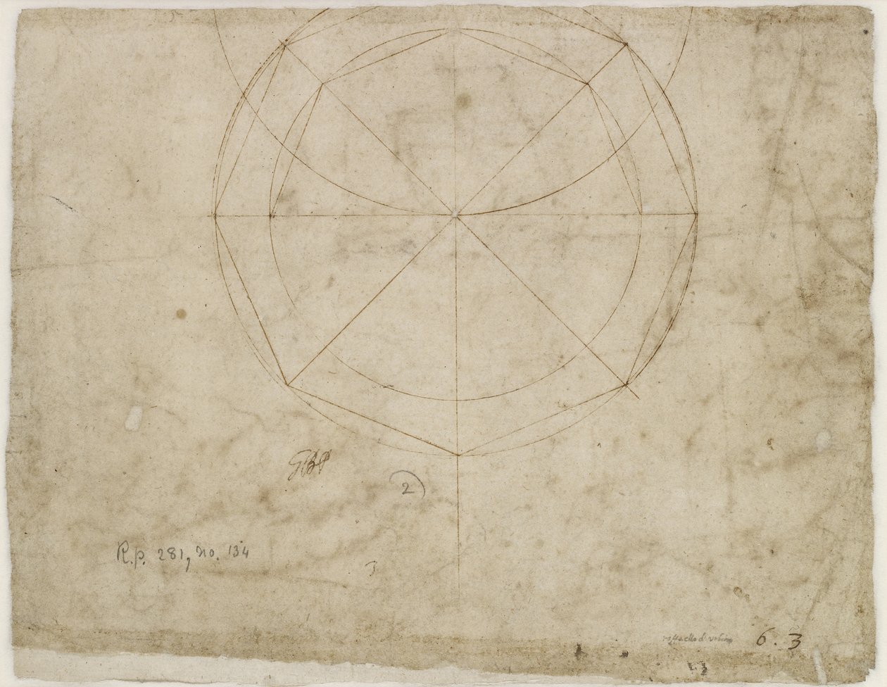 Verso: Desenho geométrico esférico, WA1846.199 de Raffaello Sanzio Raphael