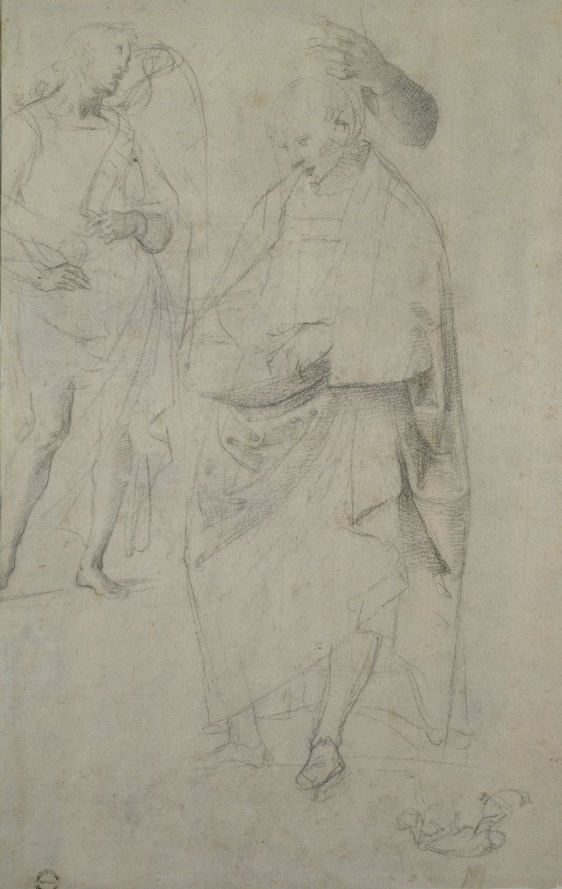 Verso: Estudo de um anjo e um homem em pé, WA1846.148 de Raffaello Sanzio Raphael