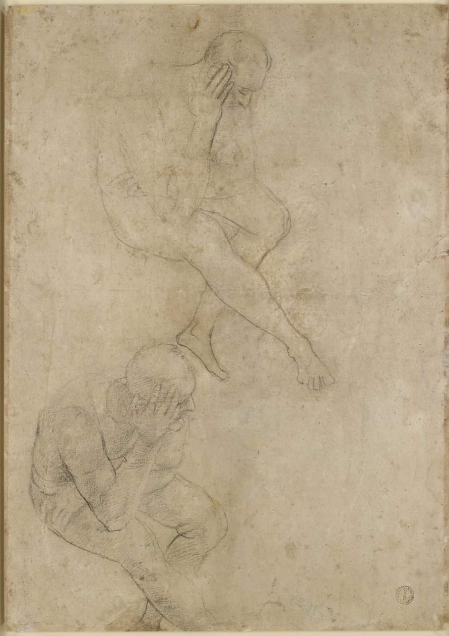 Verso: Dois estudos de um homem idoso, WA1846.210 de Raffaello Sanzio Raphael