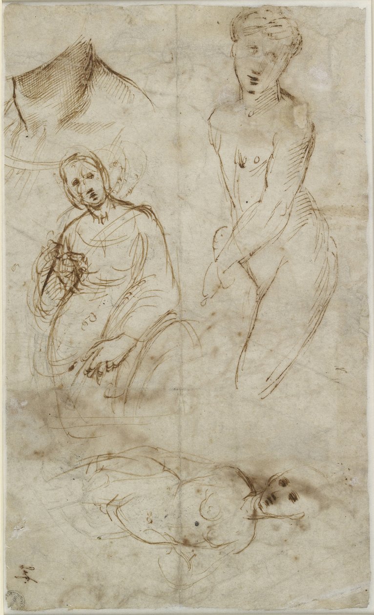 Verso: Vários estudos, WA1846.177 de Raffaello Sanzio Raphael
